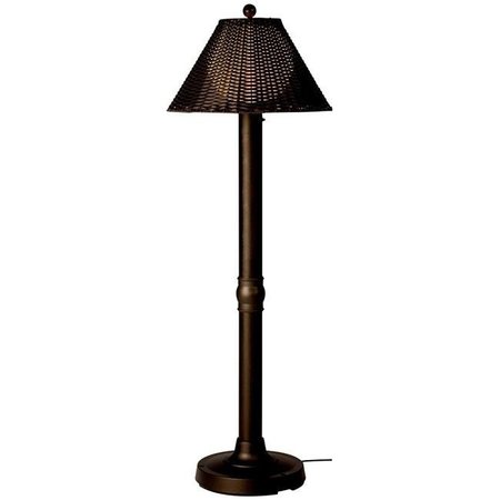 PATIO LIVING Patio Living Concepts 17201 60 x 3 in. Tahiti II Flat Wicker Floor Lamp with White Tube Body & Tight Weave Shade Bronze Walnut 17201